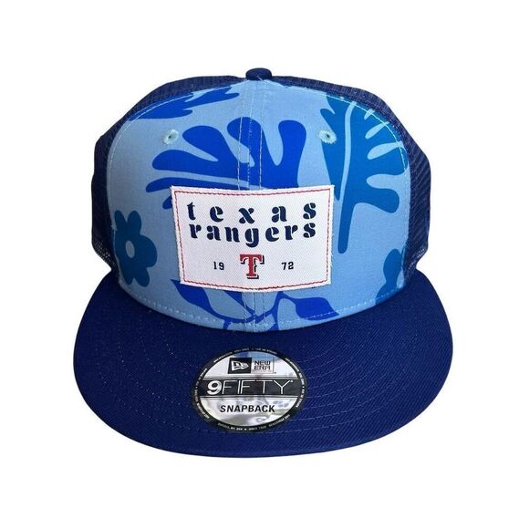 New Era Texas Rangers 9FIFTY Snapback Hat Blue Trucker Mesh Cap - Picture 1 of 5